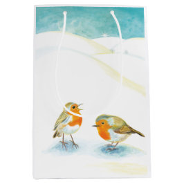 Rote Robins im Winter Mittlere Geschenktüte