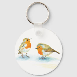 Rote Robins im Winter Schlüsselanhänger