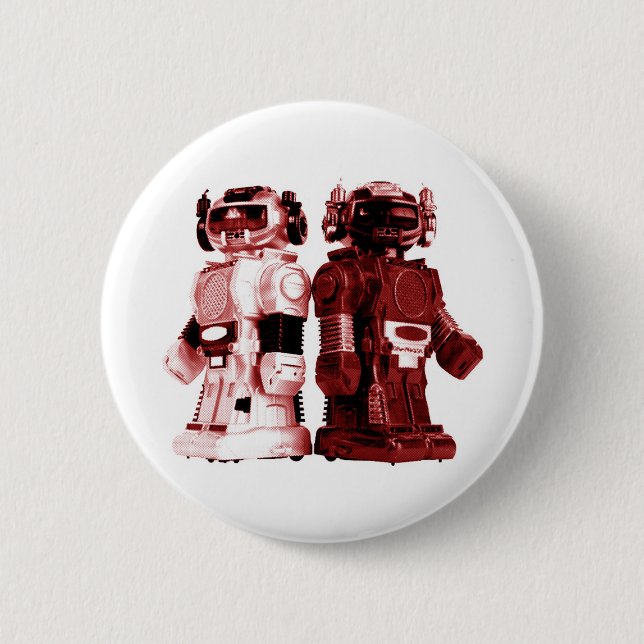 rote Roboter Knopf Button (Vorderseite)