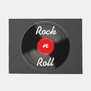 Rote Rock N Roll Schallplatten Fußmatte