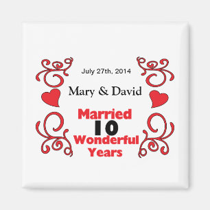 Rote Rolle-u. Herz-Namen u. datieren 10 Magnet