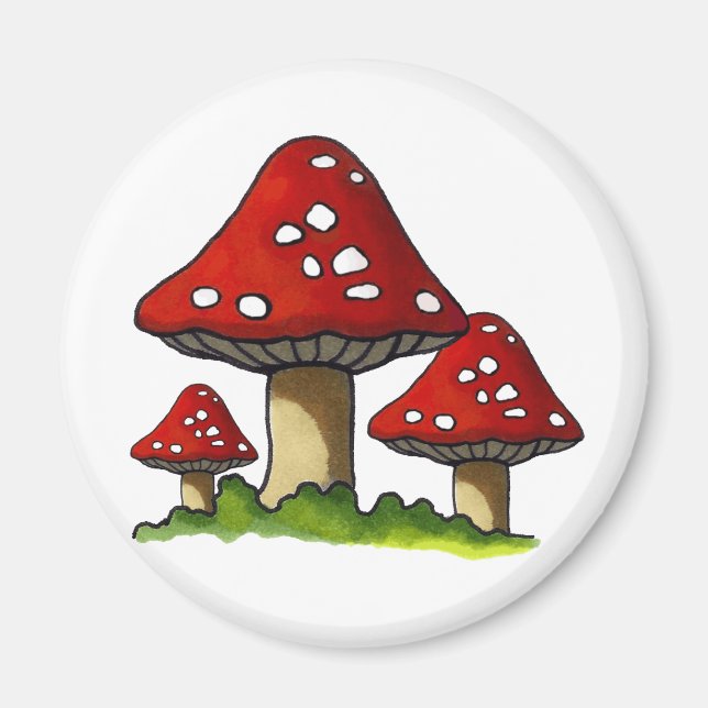 Rote Rollstühle, Pilz: Freehand Art Magnet (Vorne)