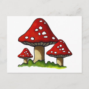 Rote Rollstühle, Pilz: Freehand Art Postkarte