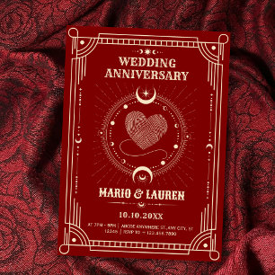 Rote Romantik Tarot Boho Moon Hochzeitstag Einladung