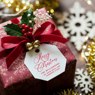 Rote Romantische Frohe Weihnachts-Script-Rücksende Permastempel