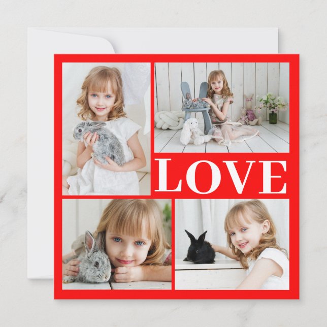Rote Romantische Liebe Valentinstag Fotokarte (Vorderseite)
