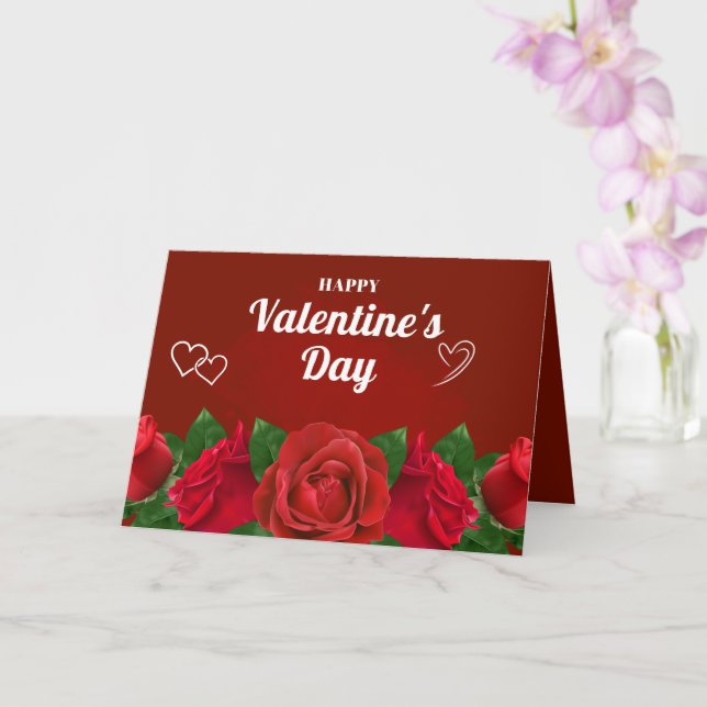 Rote romantische Rose Schönes Herz Valentine Karte (Orchidee)