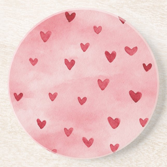 Rote rosa Herzen Liebe   Getränkeuntersetzer (Vorne)