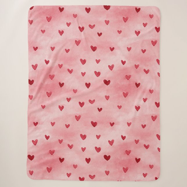 Rote rosa Herzen Liebe   Sherpadecke (Vorderseite)