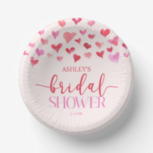 Rote rosa Herzen Valentinstag Brautparty Pappteller