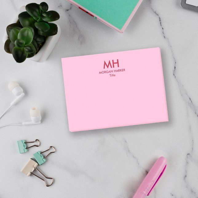Rote Rosa Minimale Saubere Initialen Post-it Klebezettel (Von Creator hochgeladen)