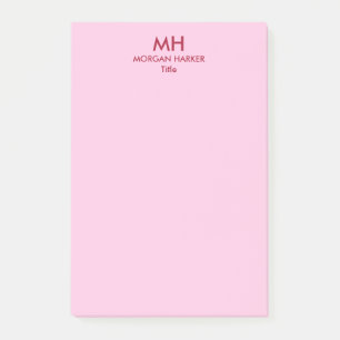 Rote Rosa Minimale Saubere Initialen Post-it Klebezettel