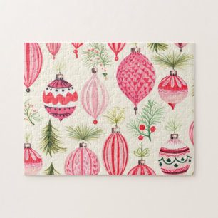 Rote rosa Retro-Ornamente Weihnachten