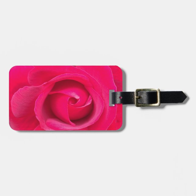Rote Rosa Rose Gepäckanhänger (Vorderseite horizontal)