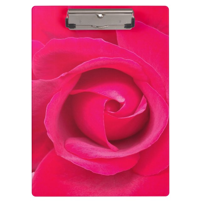 Rote Rosa Rose Klemmbrett (Vorderseite)