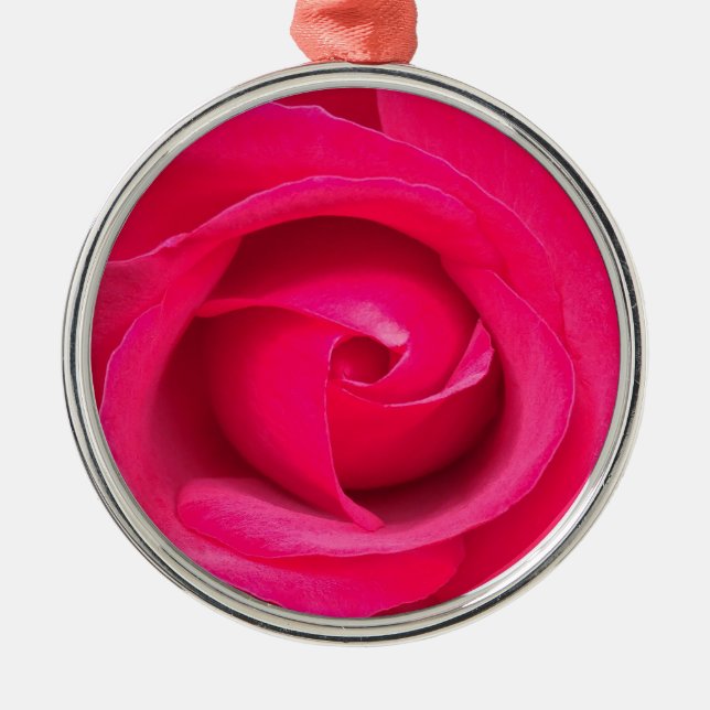 Rote Rosa Rose Ornament Aus Metall (Vorne)