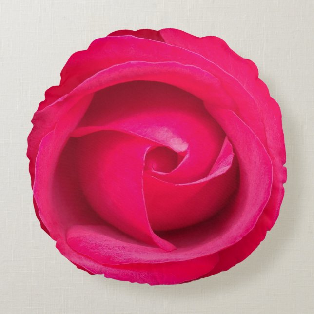 Rote Rosa Rose Rundes Kissen (Vorderseite)