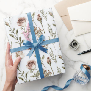 Rote rosa Rosen Blumen Geburtstag Geschenkpapier