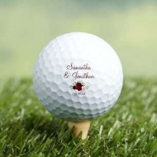 Rote & rosa Rosen Elegante Namen des Brautpaares Golfball