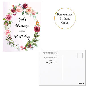 Rote rosa Rosen Kranz Orthodoxe christliche Geburt Postkarte