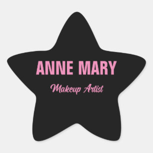 Röte Rosa Schwarz Name Makeup-Artist-Geschäft Stern-Aufkleber