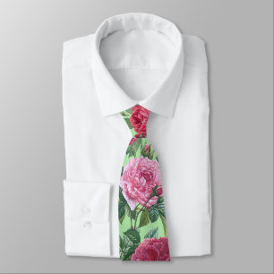 Rote, rosa und magenta Rosenblüten mit grünen Blät Krawatte