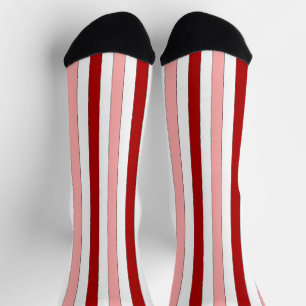 Rote, rosa und weiße handgezeichnete Streifen Socken