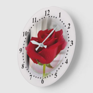 Rote Rose 2 Große Wanduhr
