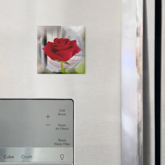 Rote Rose 2 Magnet (In Situ (Kühlschrank))