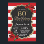 Rote Rose 60. Geburtstag Einladung Gold Glitzer<br><div class="desc">Rote Rose 60. Geburtstag Einladung Gold Glitzer. Black and Gold Geburtstagsparty einladen. Gold Glitzer. Rote und weiße Streifen. Tafel. Printable Digital. Für weitere Anpassungen klicken Sie bitte auf die Schaltfläche "Anpassen" und verwenden Sie unser Designwerkzeug,  um diese Vorlage zu ändern.</div>