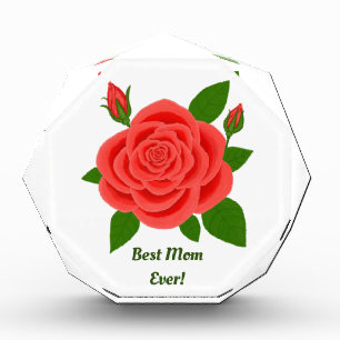 Rote Rose Achteckiger Muttertags-Fotoblock Fotoblock