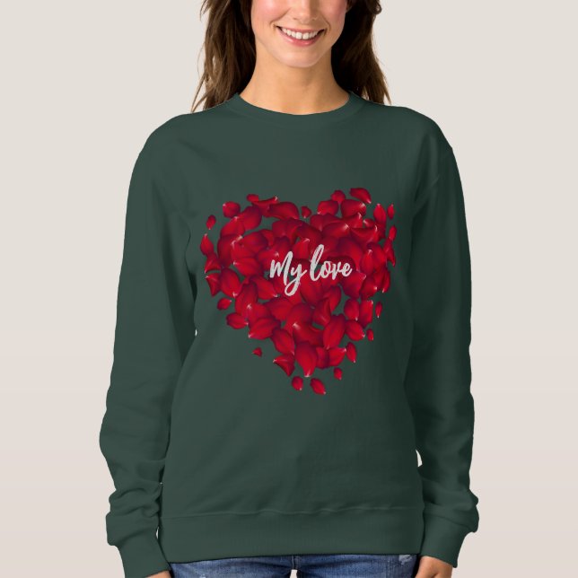 Rote Rose am Valentinstag Sweatshirt (Vorderseite)