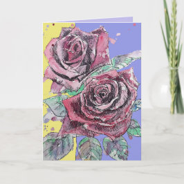 Rote Rose Aquarell Blume Blumenbeere Geburtstagska Karte