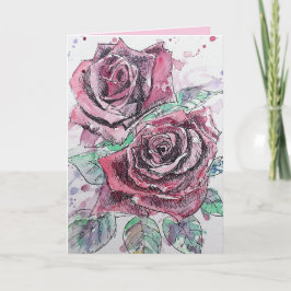 Rote Rose Aquarell Blume Blumenbeere Geburtstagska Karte