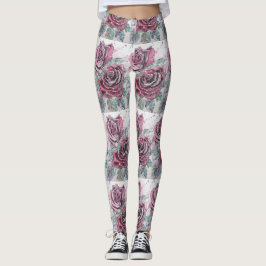 Rote Rose Aquarell Blume Rote Flora Leggings