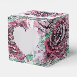 Rote Rose Aquarell Party Herzerkrankung Gesichtsfe Geschenkschachtel