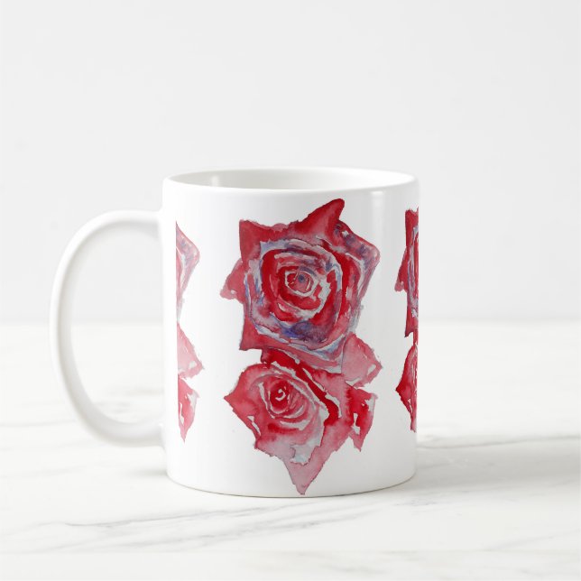 Rote Rose Aquarell Tasse (Links)