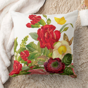 Rote Rose Aquarell Trend & Gelbe Schmetterlinge Kissen