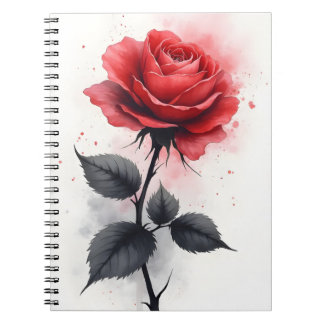Rote Rose - Aquarellblumen Notizblock