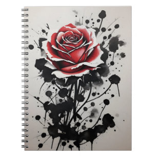 Rote Rose - Aquarellblumen Notizblock