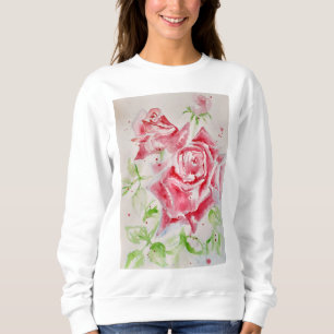 Rote Rose Aquarellfarben Blume Blumenbemalung Rose Sweatshirt