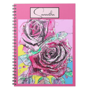 Rote Rose Aquarellfarben Rose Pink iPad Smart Cove Notizblock