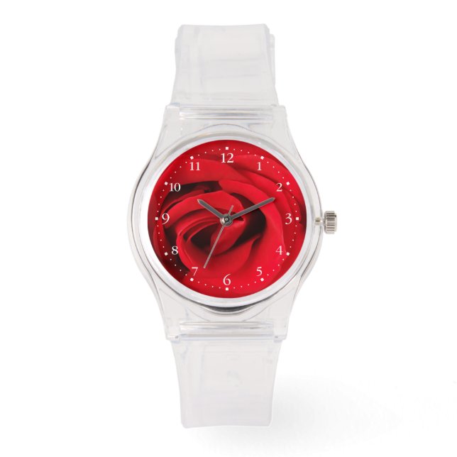 Rote Rose Armbanduhr (Vorderseite)