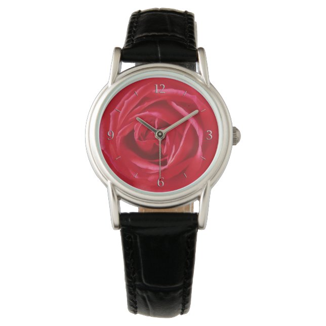 Rote Rose Armbanduhr (Vorderseite)