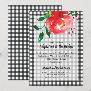 Rote Rose auf dem Schwarzen Karo KY Derby Party Ei