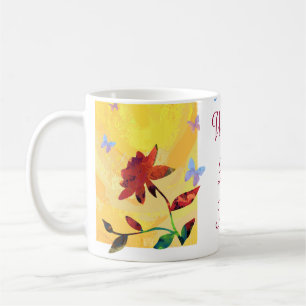 Rote Rose auf der Gelben Welt Beste Mama Tasse
