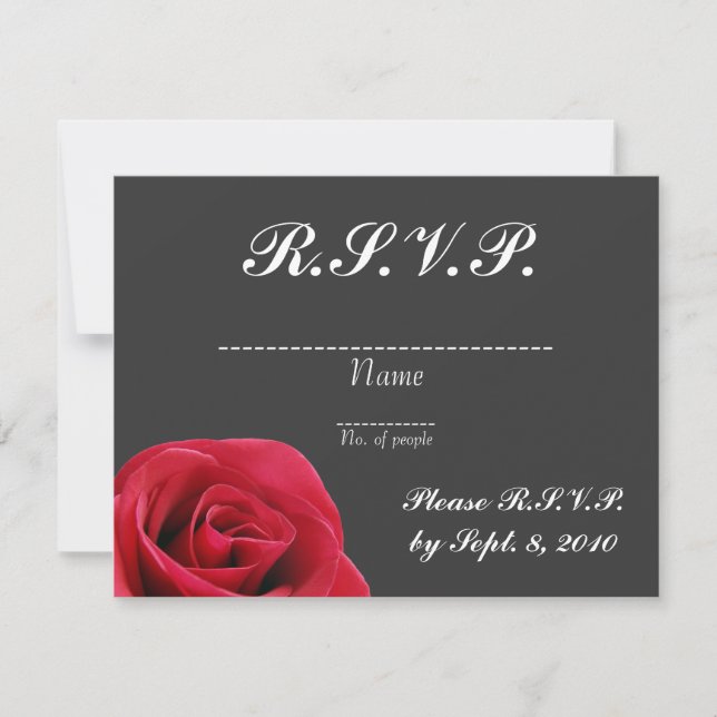 Rote Rose auf der grauen RSVP-Karte RSVP Karte (Vorderseite)