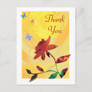 rote Rose auf Gelb Postkarte