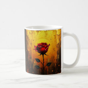 Rote Rose auf Gold Kaffeetasse