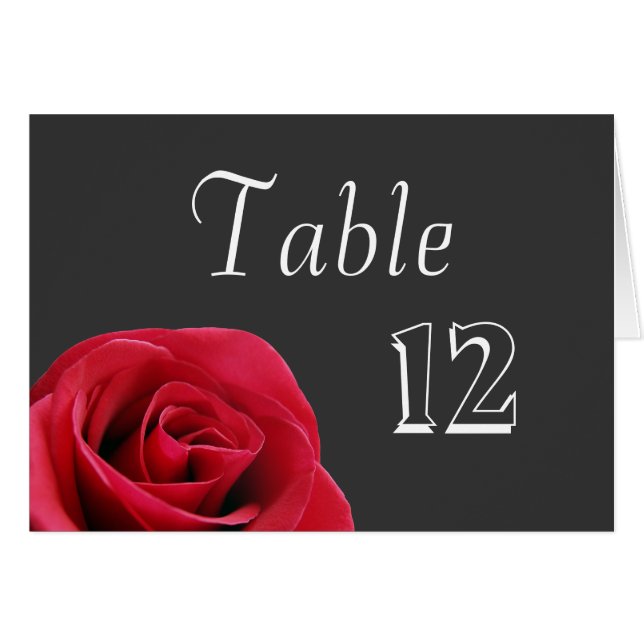 Rote Rose auf Graukarten der Tischnummer (Vorderseite (Horizontal))
